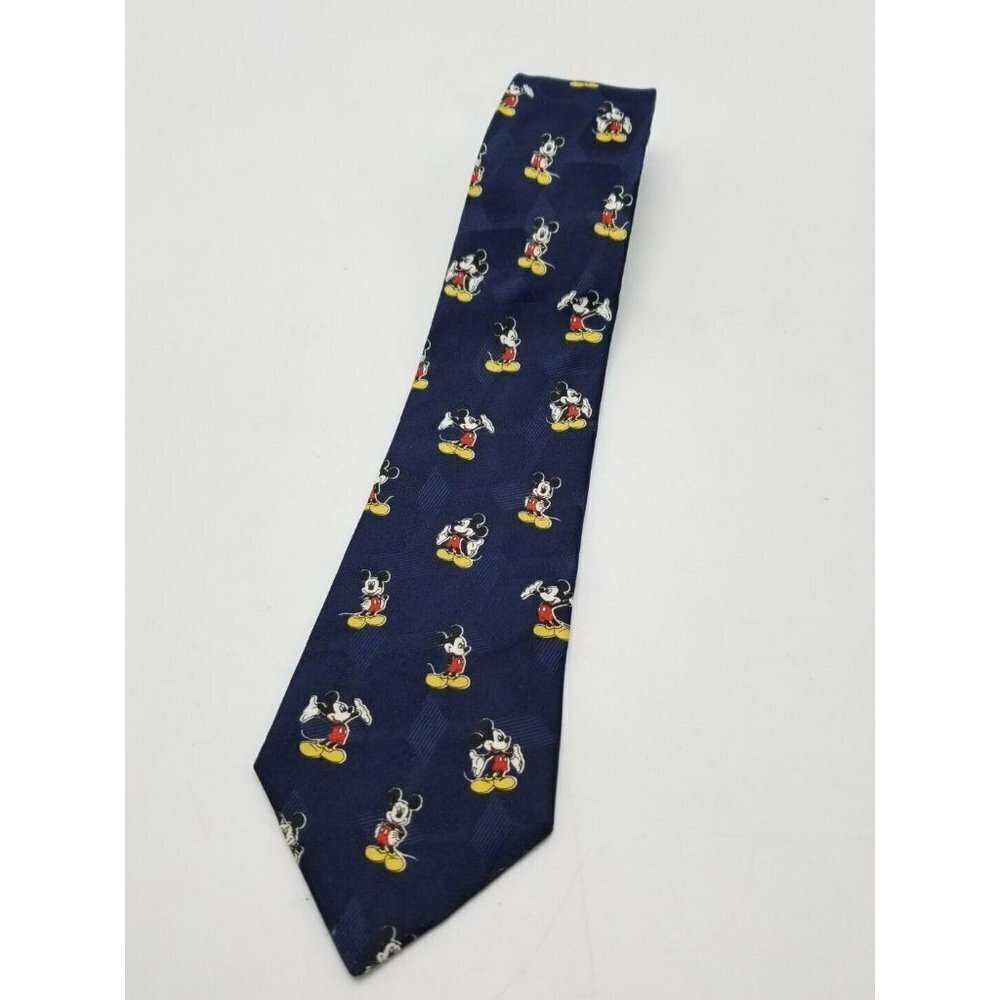 Disney Mickey Unlimited Mickey Mouse All Over Print Navy Blue Men's Vintage Tie